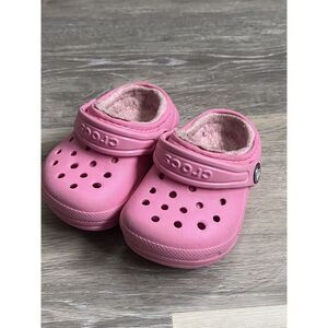 CROCS Shoes 4 Toddler Baby Clogs Lined KIDS PINK 4 Clogs Sandals